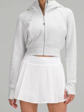 Scuba Full-Zip Cropped Hoodie Heathered Core Ultra Light Grey Women Size 4